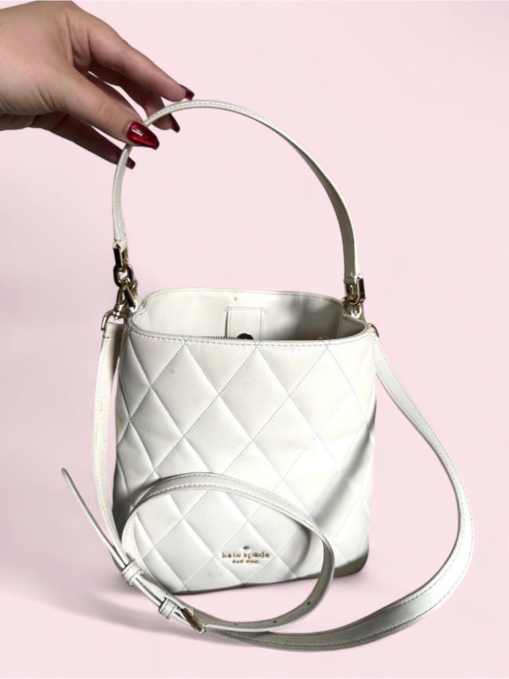 Kate Spade Quilted White Bucket Bag